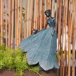 Guichifun Fairy Statue Collection Home Decoration - Leaf Angel Girls Resin Home Garden Decor for Outside or Inside Rustic Fairy Garden Outdoor Yard Figurines Gifts for Women 8.5 x 5.25 x 12 Inch