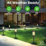 Eyrosa Solar Lights Outdoor, 12 Pack Waterproof Solar Landscape Lighting for Pathway Garden Yard Path Walkway Driveway Lawn Patio Outside Decor, Warm White