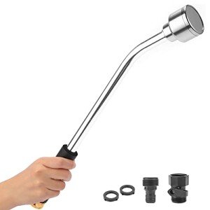 Sanpaint 18-inch Soft Rain Watering Wand with Shut Off Valve, Lightweight and Durable Metal Gentle Watering Wand Perfect for Hanging Baskets, Planters, Garden, Shrubs and Seedbed