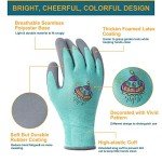 COOLJOB 3 Pairs Kids Gardening Gloves for Age 3-5, Children Grippy Rubber Coated Garden Work Gloves, Orange & Green & Yellow, Small Size (3 Pairs S)