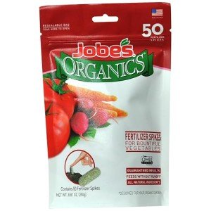 Jobe’s Organics Garden Fertilizer Spikes, Easy Plant Care Fertilizer for Vegetable Gardens and Tomato Plants, 50 Count