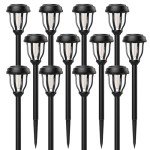 DERAYSION 12 Pack Solar Lights Outdoor, Solar Pathway Lights Auto On/Off Waterproof Garden Landscape Lighting for Path, Yard, Walkway, Driveway