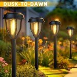 DERAYSION 12 Pack Solar Lights Outdoor, Solar Pathway Lights Auto On/Off Waterproof Garden Landscape Lighting for Path, Yard, Walkway, Driveway