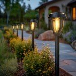 DERAYSION 12 Pack Solar Lights Outdoor, Solar Pathway Lights Auto On/Off Waterproof Garden Landscape Lighting for Path, Yard, Walkway, Driveway