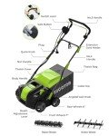 2-in-1 16-Inch Dethatcher & Scarifier Electric Corded, 15 Amp Copper Motor, Electric Lawn Dethatcher with 5-Position Depth Adjustment, 14.5 gal Thatch Bag,Walk Behind for Yard Lawn Garden Care