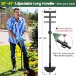 Lawn Edger Tool, Sharp Saw-Tooth Half Moon Hand Lawn Edging Tool for Landscaping, Adjustable 49" Long Handle Manual Edgers with T-Grip for Sidewalk Yard Garden Flower Bed Border Cable Burying