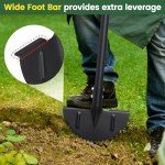 Lawn Edger Tool, Sharp Saw-Tooth Half Moon Hand Lawn Edging Tool for Landscaping, Adjustable 49" Long Handle Manual Edgers with T-Grip for Sidewalk Yard Garden Flower Bed Border Cable Burying
