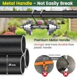 Lawn Edger Tool, Sharp Saw-Tooth Half Moon Hand Lawn Edging Tool for Landscaping, Adjustable 49" Long Handle Manual Edgers with T-Grip for Sidewalk Yard Garden Flower Bed Border Cable Burying