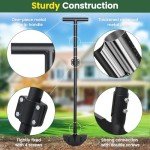 Lawn Edger Tool, Sharp Saw-Tooth Half Moon Hand Lawn Edging Tool for Landscaping, Adjustable 49" Long Handle Manual Edgers with T-Grip for Sidewalk Yard Garden Flower Bed Border Cable Burying