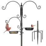 Kingsyard Bird Feeding Station Kit - 85 Inch Bird Feeder Pole with 5-Prong Base, Bird Feeder Stand for Outdoors Hanging Bird Feeders, Upgraded in Stability, Black