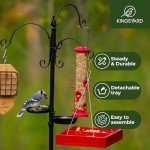 Kingsyard Bird Feeding Station Kit - 85 Inch Bird Feeder Pole with 5-Prong Base, Bird Feeder Stand for Outdoors Hanging Bird Feeders, Upgraded in Stability, Black