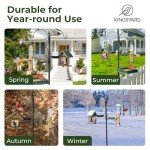 Kingsyard Bird Feeding Station Kit - 85 Inch Bird Feeder Pole with 5-Prong Base, Bird Feeder Stand for Outdoors Hanging Bird Feeders, Upgraded in Stability, Black