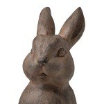 Glitzhome Rabbit Garden Statue Outdoor Standing Bunny Sculpture Lawn Decor, 22.75 Inch, Bronze