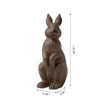 Glitzhome Rabbit Garden Statue Outdoor Standing Bunny Sculpture Lawn Decor, 22.75 Inch, Bronze
