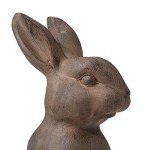 Glitzhome Rabbit Garden Statue Outdoor Standing Bunny Sculpture Lawn Decor, 22.75 Inch, Bronze