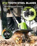 Saker 22V Cordless Electric Garden Tiller Cultivator, Lightweight Rototiller for Gardening, 9-Inch Tilling Width, 6.3-Inch Depth for Soil Preparation, Weeding, and Gardening Two Batteries with Charger