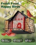 Papettly Bird Feeders for Outdoors Hanging - Metal Bird Feeder with Double Suet Cage- Ideal Birdfeeders Outside Hanging, Weatherproof & Large Capacity for Finch, Cardinal & Chickadee