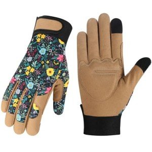 Tavaleu Gardening Gloves for Women, Thorn Proof Puncture Resistant Leather Garden Gloves, Touch Screen Working Gloves