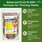 10-10-10 Plant Fertilizer Slow Release – 10 10 10 All Purpose Granular Garden Fertilizer for Fruit Trees, Evergreens, Vegetables, Arborvitae, Fig Trees, Shrubs, Pines, Oaks, Flowers (3 QUARTS)