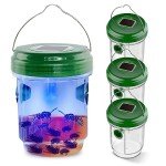 Solar Powered Wasp Trap Outdoor Hanging 4 Pack, Yellow Jackets, Hornets,Mud Daubers, Carpenter Bees Mud Daube Reusable for Garden, Patio, Yard
