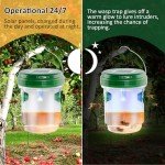 Solar Powered Wasp Trap Outdoor Hanging 4 Pack, Yellow Jackets, Hornets,Mud Daubers, Carpenter Bees Mud Daube Reusable for Garden, Patio, Yard