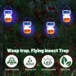 Solar Powered Wasp Trap Outdoor Hanging 4 Pack, Yellow Jackets, Hornets,Mud Daubers, Carpenter Bees Mud Daube Reusable for Garden, Patio, Yard