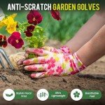Nimalpal 6 Pairs Gardening Gloves for Women - Breathable Rubber Coated Garden Gloves, Multi-purposes Gardening Gloves with Super Grip, Thorn Proof and Cut Resistant Outdoor (6 Colors)