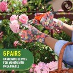 Nimalpal 6 Pairs Gardening Gloves for Women - Breathable Rubber Coated Garden Gloves, Multi-purposes Gardening Gloves with Super Grip, Thorn Proof and Cut Resistant Outdoor (6 Colors)
