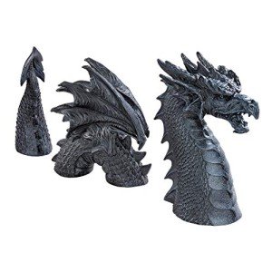 Design Toscano The Dragon of Falkenberg Castle Moat Lawn Garden Statue, 28 Inch Long, 14 Inch Tall, Cast Stone Resin, Gray Stone Finish
