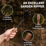 Gardening Tools Hand Rake, Stainless Steel Cultivator for Digging, Aerating Soil, and Weeding, Heavy Duty Garden Tool with Hanging Hole,Gardening Gifts for Women/Men
