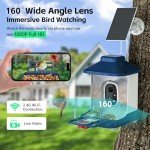 Smart Bird Feeder with Camera, 1 Year AI Camera Bird Feeders for Outdoors, Solar Powered, 2.4Ghz WiFi, 1080p Live Video Bird Feeder Camera, Nstant Arrival Alerts - Best Gifts for Bird Lovers