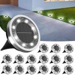 INCX Solar Ground Lights,16 Pack Solar Lights Outdoor Waterproof, Solar Garden Lights Landscape Lighting for Patio Pathway Lawn Yard Deck Driveway Walkway, Cold White