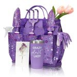 LZPTYYSN Gardening Gifts for Women, Gardening Tools for Women, Garden Tool Set, Heavy Duty Gardening Hand Tools with Garden Tool Bag, Purple