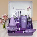 LZPTYYSN Gardening Gifts for Women, Gardening Tools for Women, Garden Tool Set, Heavy Duty Gardening Hand Tools with Garden Tool Bag, Purple