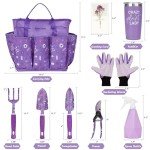 LZPTYYSN Gardening Gifts for Women, Gardening Tools for Women, Garden Tool Set, Heavy Duty Gardening Hand Tools with Garden Tool Bag, Purple