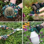 Trifabricy Garden Gloves for Women - Breathable leather Floral Gardening Gloves with Grip, Thorn-Proof Puncture-Resistant Work Gloves for Weeding, Digging, Planting, Raking and Pruning, Green Flower