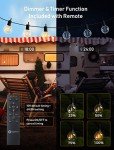 Brightown 58FT Solar String Lights Outdoor with Remote Cable Ties and Hooks, Commercial Grade Patio Lights with 26 LED Shatterproof Bulbs, 3 Light Modes Hanging Light for Backyard Party Decor