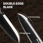 ROYTOA Hori Hori Garden Knife, Garden Tools with Sheath for Weeding,Planting,Digging, 7" Stainless Steel Blade with Cutting Edge, Full-Tang Walnut Wood Handle with Hanging Hole