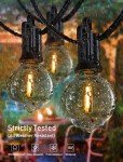 Brightown 58FT Solar String Lights Outdoor with Remote Cable Ties and Hooks, Commercial Grade Patio Lights with 26 LED Shatterproof Bulbs, 3 Light Modes Hanging Light for Backyard Party Decor