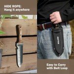 ROYTOA Hori Hori Garden Knife, Garden Tools with Sheath for Weeding,Planting,Digging, 7" Stainless Steel Blade with Cutting Edge, Full-Tang Walnut Wood Handle with Hanging Hole
