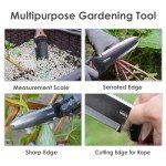 PERWIN Hori Hori Garden Knife, Garden Tools with Sheath for Weeding,Planting,Digging, 7" Stainless Steel Blade with Cutting Edge, Full-Tang walnut Wood Handle with Hanging Hole
