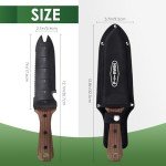 PERWIN Hori Hori Garden Knife, Garden Tools with Sheath for Weeding,Planting,Digging, 7" Stainless Steel Blade with Cutting Edge, Full-Tang walnut Wood Handle with Hanging Hole
