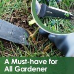 PERWIN Hori Hori Garden Knife, Garden Tools with Sheath for Weeding,Planting,Digging, 7" Stainless Steel Blade with Cutting Edge, Full-Tang walnut Wood Handle with Hanging Hole