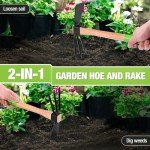 WORKPRO Hoe and Cultivator Garden Rake with 14" Wooden Handle, Sharp Hoe Blade & Sturdy 3 Claw Tiller, 2-in-1 Heavy Duty Gardening Hand Tools for Digging, Loosening Soil, Weeding, Cultivating