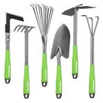 WORKPRO 6-Piece Garden Tool Set, Heavy Duty Gardening Hand Tools with Soft Rubber Handle, Including Trowel, Rakes, 2-in-1 Hoe and Crack Weeder, Ideal Gardening Gifts for Men and Women