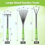WORKPRO 6-Piece Garden Tool Set, Heavy Duty Gardening Hand Tools with Soft Rubber Handle, Including Trowel, Rakes, 2-in-1 Hoe and Crack Weeder, Ideal Gardening Gifts for Men and Women