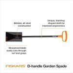 Fiskars 46" Spade Garden Shovel, Steel Flat Spade with Ergonomic D-Handle, Sharp Blade Square Shovel for Lawn Edging, Digging, Heavy Duty Yard Tool, Easy Cuts in Grass and Turf