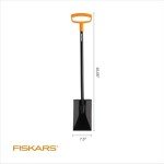Fiskars 46" Spade Garden Shovel, Steel Flat Spade with Ergonomic D-Handle, Sharp Blade Square Shovel for Lawn Edging, Digging, Heavy Duty Yard Tool, Easy Cuts in Grass and Turf