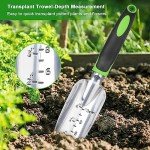 Garden Tools Set, 3 Pack Heavy Duty Gardening Tools Set Include Garden Shovel, Transplant Trowel and Hand Rake with Ergonomic Non-Slip Handle, Aluminum Alloy Lawn and Garden Hand Tools for Planting
