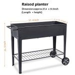 FOYUEE Raised Planter Box with Legs Outdoor Elevated Garden Bed On Wheels for Vegetables Flower Herb Patio